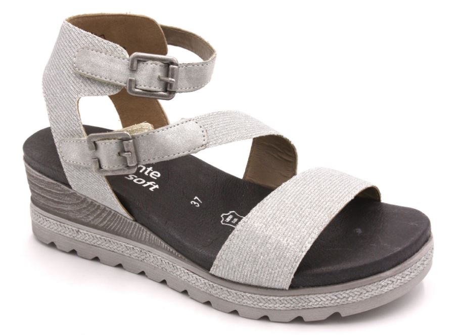Remonte Silver Glitter Womens Wedge Sandals D6351-92