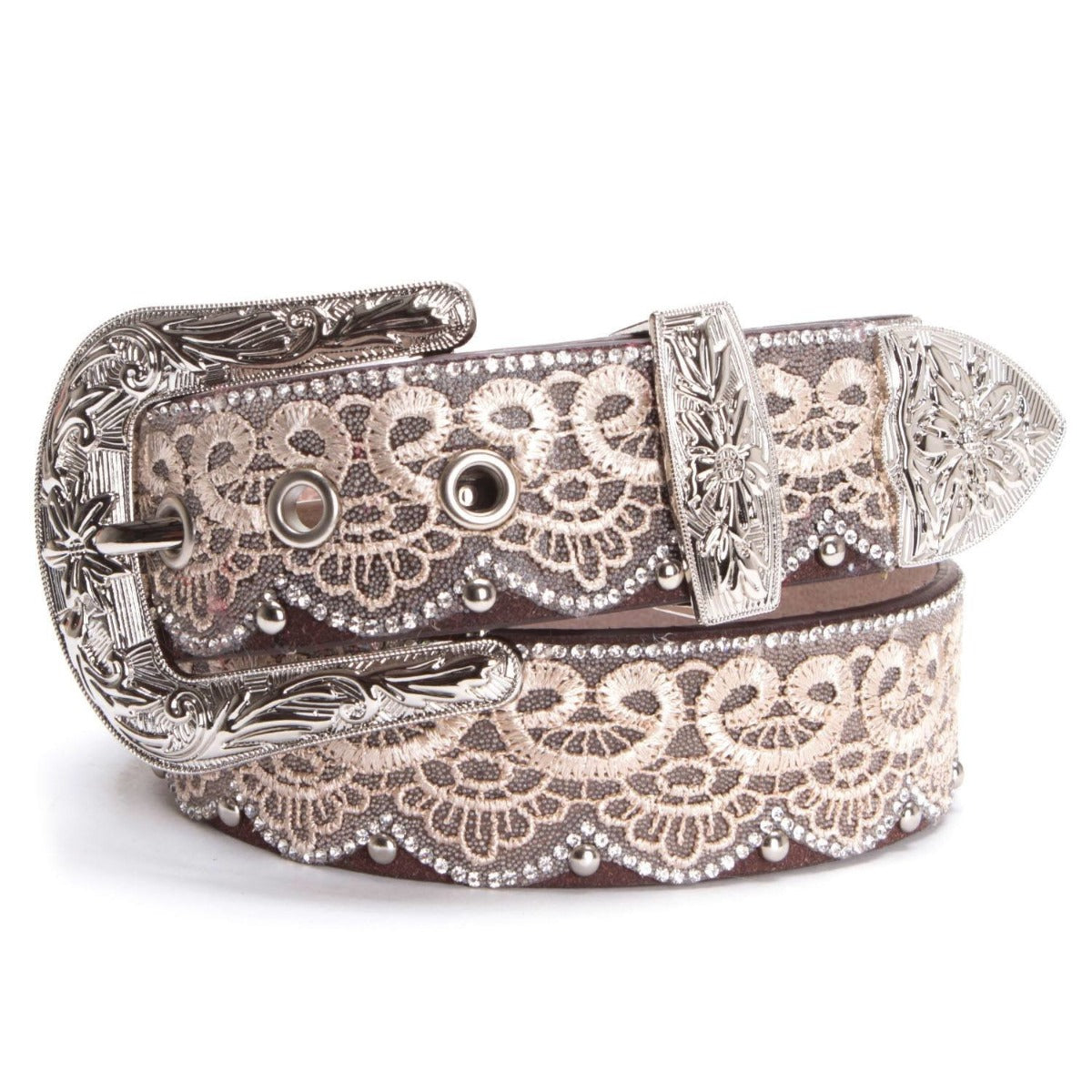 M&F Angel Ranch Womens Rhinestone Lace Scalloped Belt DA3650