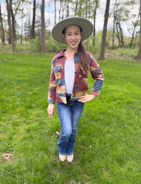 MontanaCo Multicolor Aztec Girls Shacket DAK-254