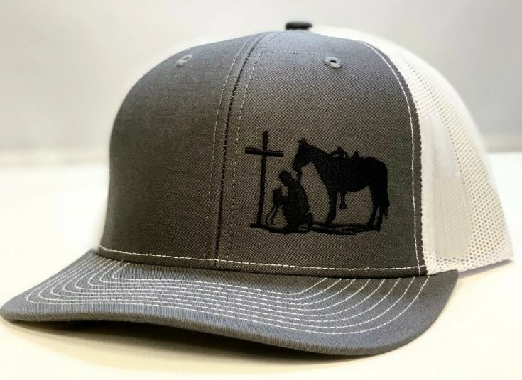 Dally Up Charcoal Grey and White Cowboy Praying Snapback Cap DALLY161