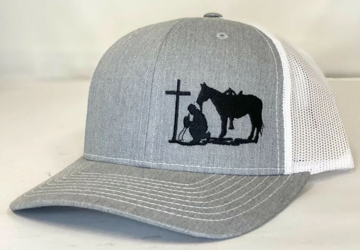Dally Up Praying Cowboy Heather Grey and White Snapback Cap DALLY162