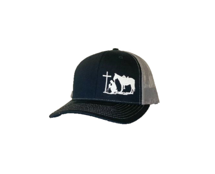 Dally Up Black and Silver Cowboy Praying Snapback Cap DALLY163