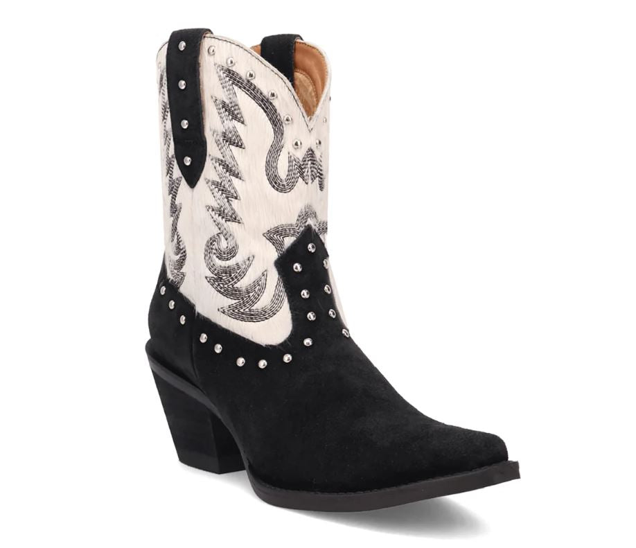 Dingo Black Rodeo Queen Women's Snip Toe Hair On Western Boots DI2222-BLACK