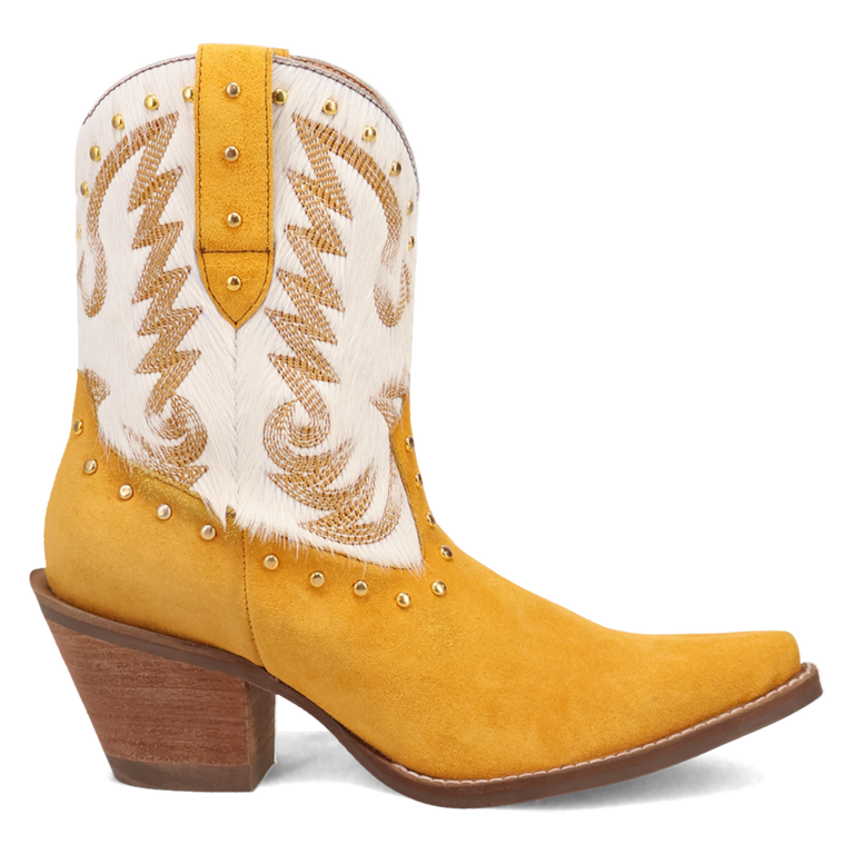 Dingo Yellow Rodeo Queen Women's Snip Toe Hair On Western Boots DI2222