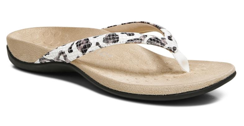 Vionic White Leopard Dillon Womens Toe Post Sandals
