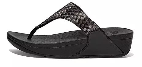 FitFlop Black Silky-Weave Womens Toe-Post Sandals DL7-001