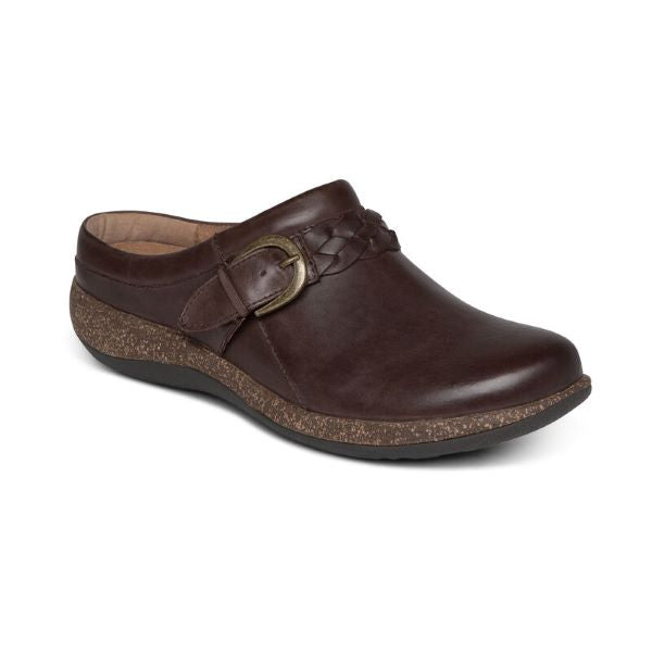 Aetrex Brown Libby Braided Comfort Womens Clogs DM202