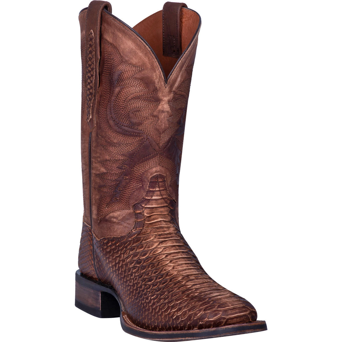 Dan Post Brown KA Mens Square Toe Snake Western Boots DP4526