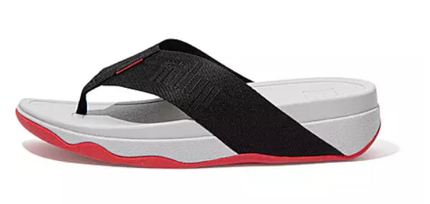 Fitflop Black Surfa Woven-Logo Toe Post Women's Sandals DU4-001