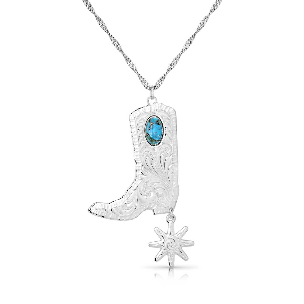 Montana Silversmiths Chiseled Boots & Spurs Turquoise Necklace NC5667