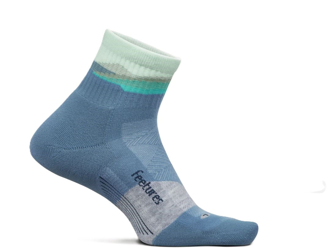 Feetures Tectonic Blue Trail Max Cushion Quarter Socks EC2012950