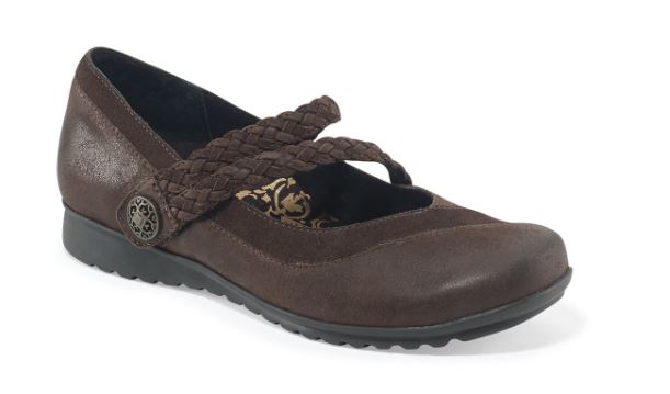 Aetrex Chocolate Ada Braided Mary Jane Womens Shoes EF454