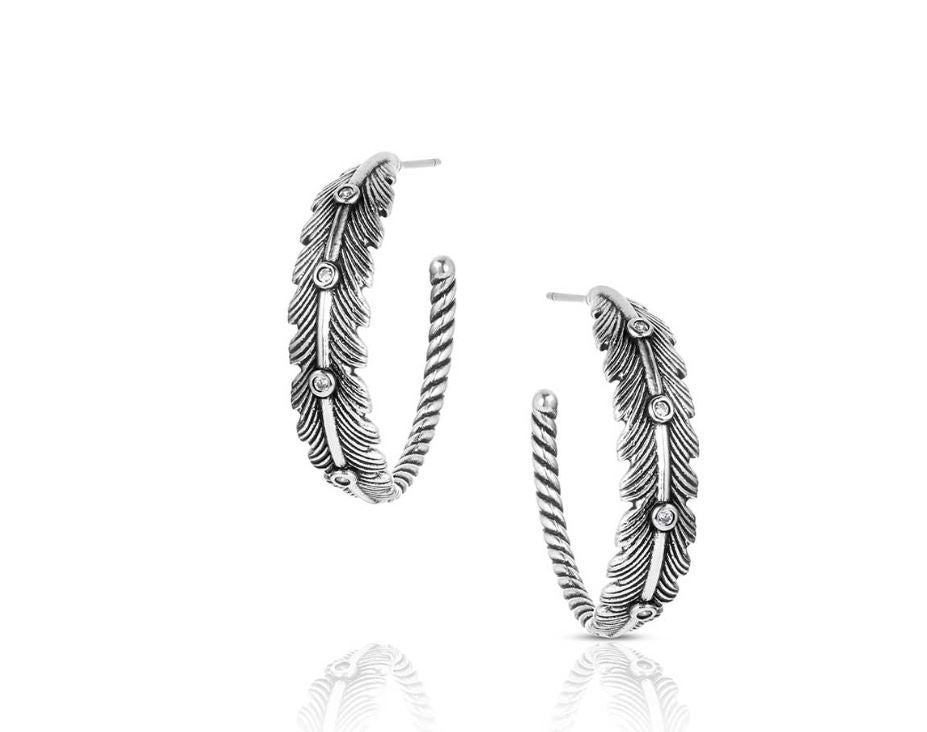 Montana Silversmiths Feathered Path Hoop Earrings ER6310