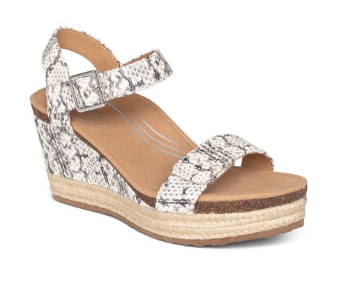 Aetrex Snake Sydney Quarter Strap Espadrille Womens Wedge EW706