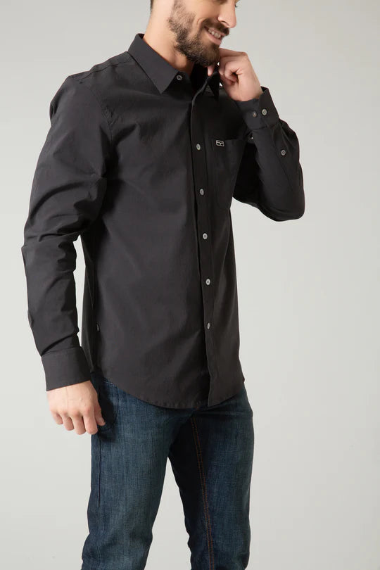 Kimes Ranch Black Linville Men's Long Sleeve Collared Button Front Shirt F21-121202