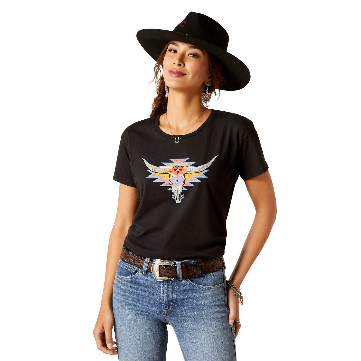 Ariat Black Geo Skull Women's Short Sleeve T-Shirt 10047602