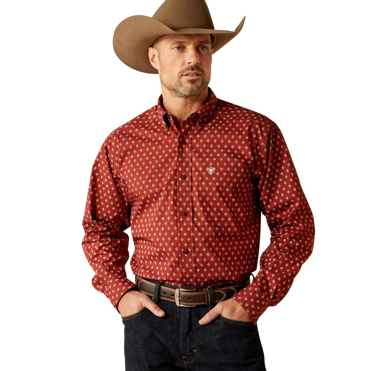 Ariat Burgundy Classic Pax Men's Long Sleeve Button Down Shirt 10053867
