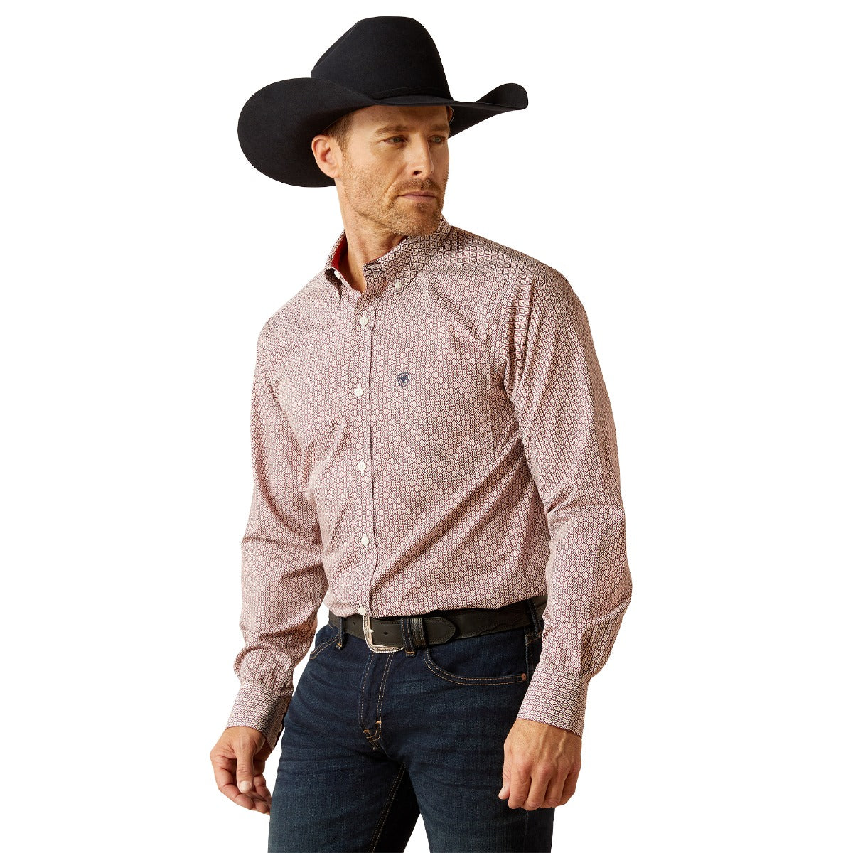 Ariat Red Iven Men's Collared Long Sleeve Button Down Shirt 10054043