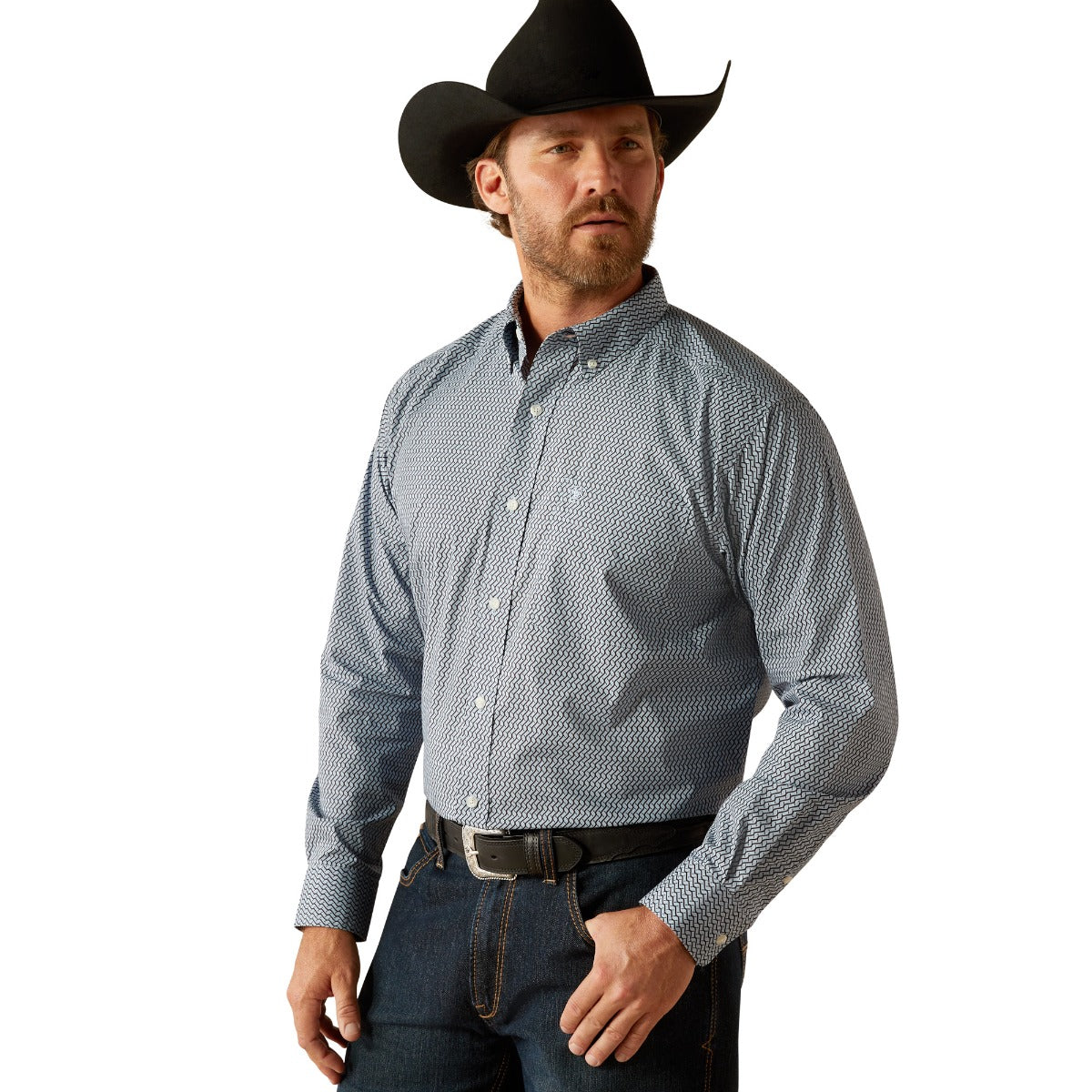 Ariat Light Blue Cruz Men's Collared Classic Fit Longsleeve Button Down Shirt 10054084