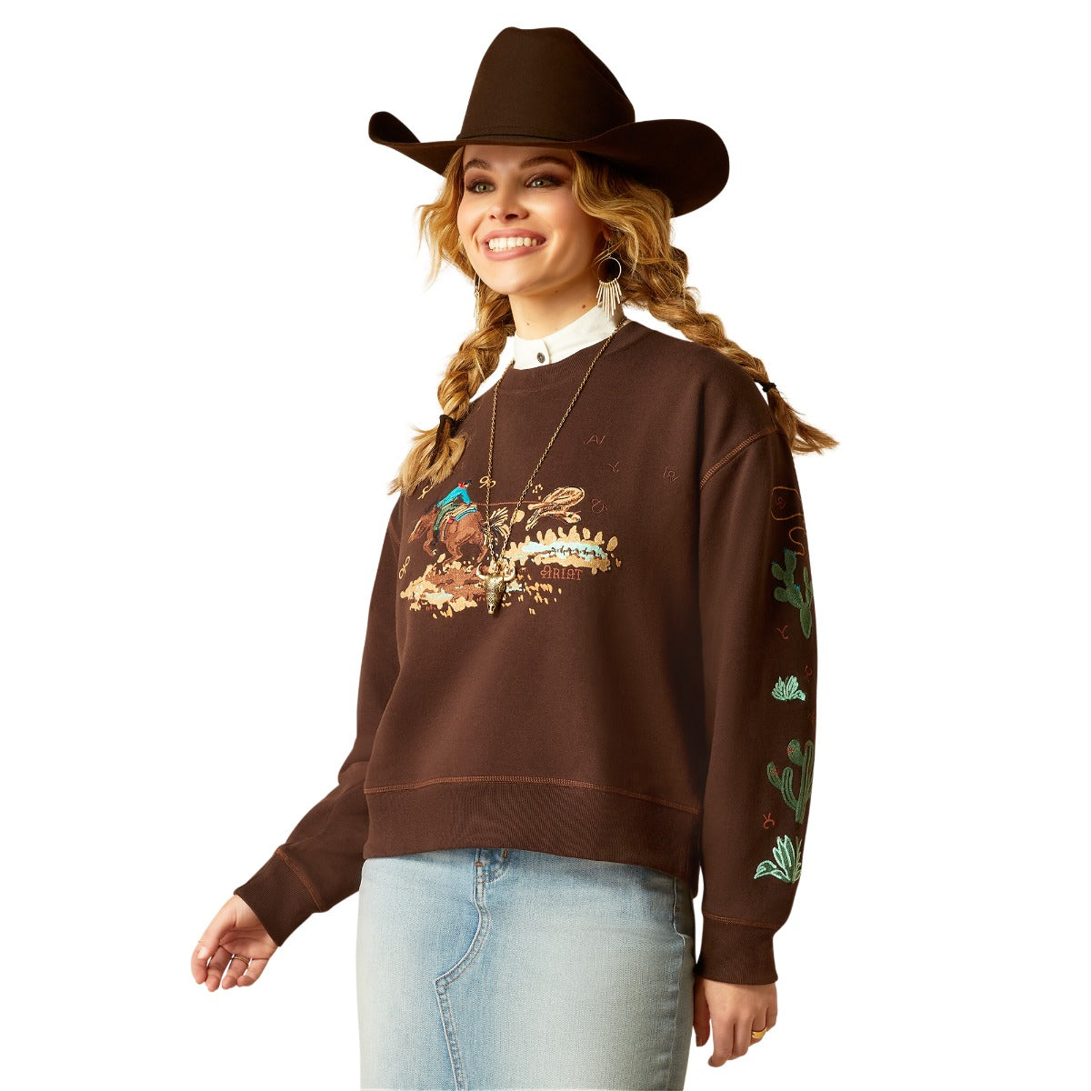Ariat Mole Brown Riata Women's Sweatshirt 10052608