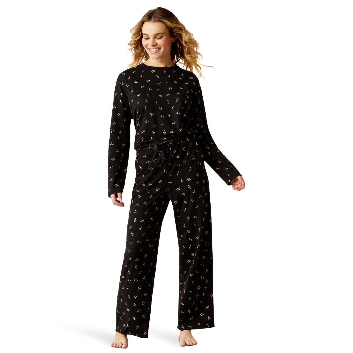 Ariat Black Cattle Brand Print Women's Dreams Pajama Set 10053936