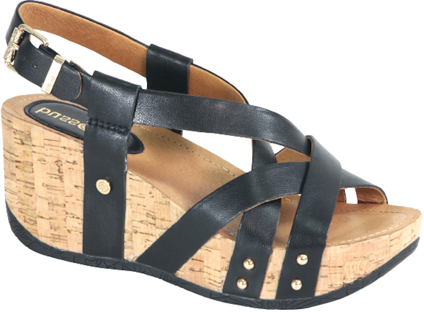 Bussola Nero Formentera Fern Women's Wedge Sandals FERN-NERO