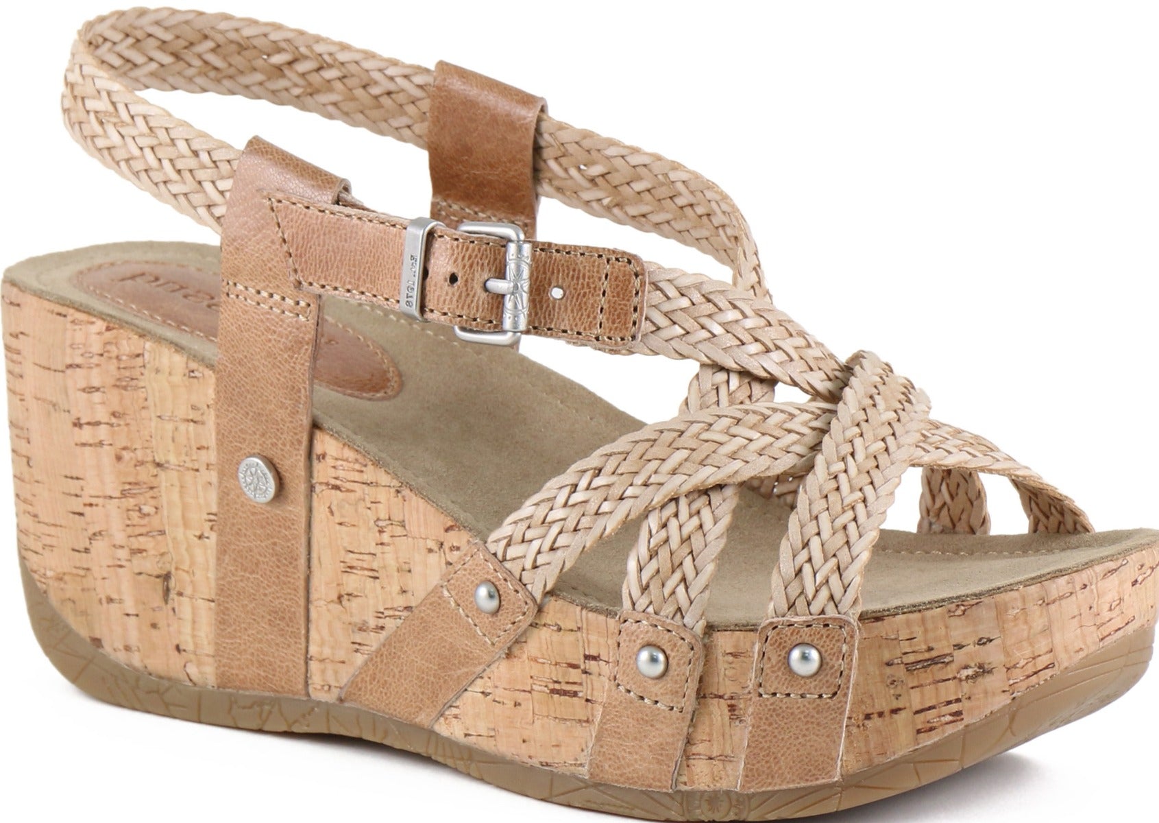 Bussola Doeskin Formentera Woven Cross Straps Womens Wedge Sandals FIDA