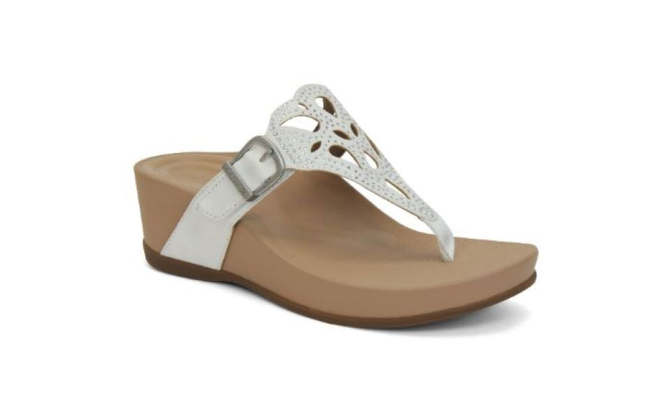 Aetrex White Tasha Wedge Womens Sandals FW143