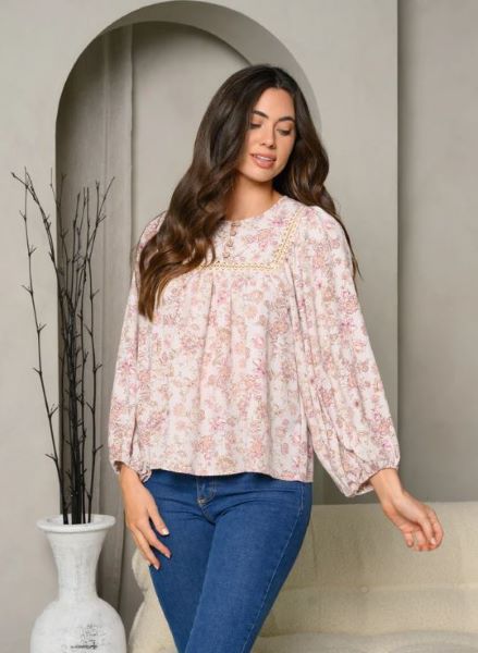 Lavender Floral Women's Long Sleeve Top G-3-A-ET1322