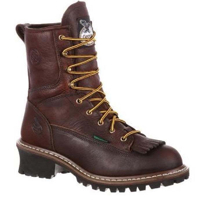 Georgia Boot Chocolate Brown Steel Toe Waterproof Mens Logger Work Boots G7313 **ONLINE ONLY