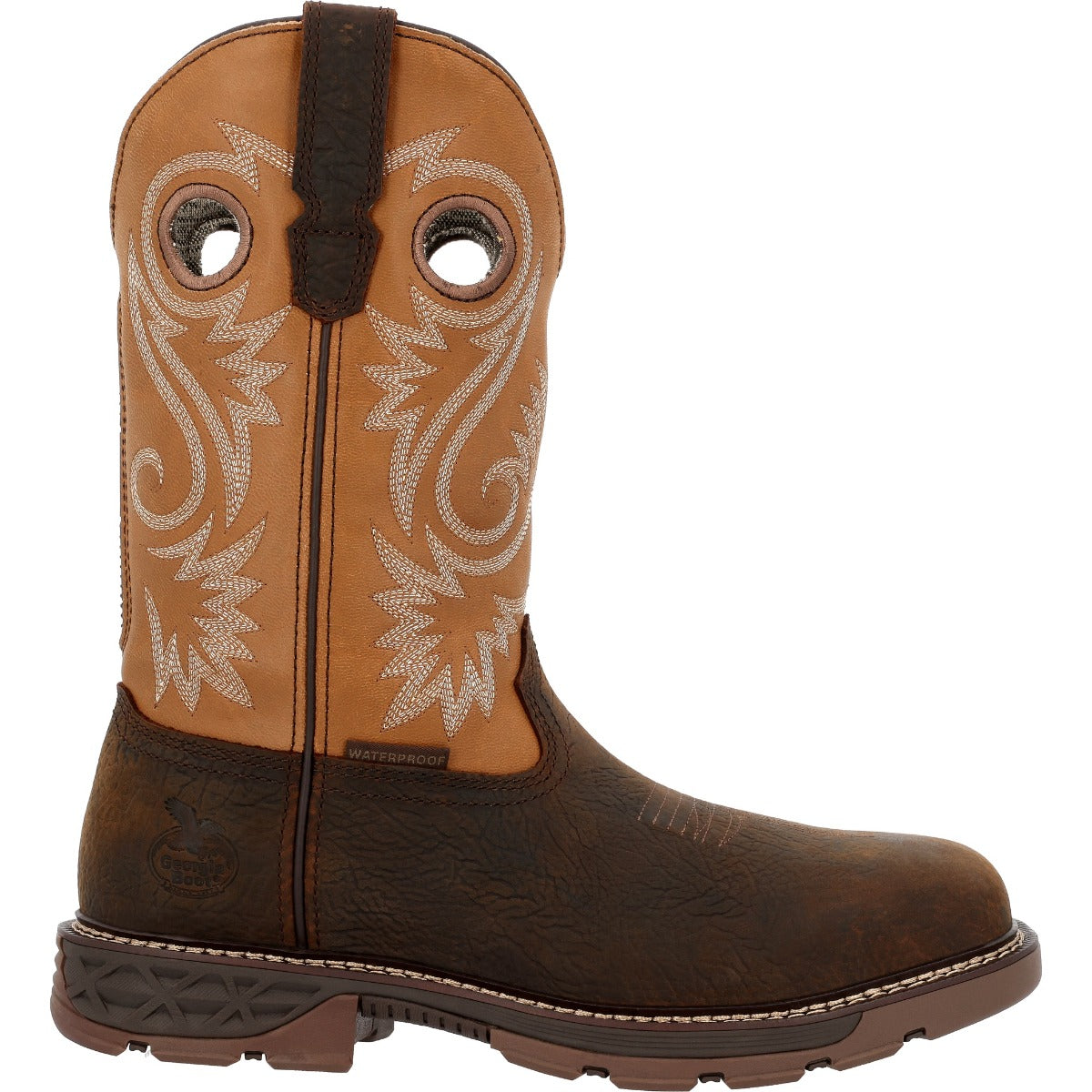 Georgia Boot Brown and Orange Carbo-Tec FLX 11 inch Waterproof Alloy Toe Men's Work Boots GB00672