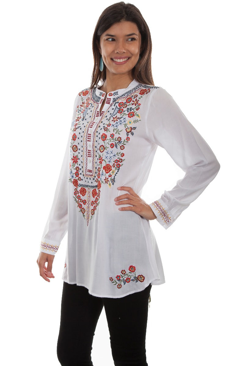 Scully Honey Creek embroidered white tunic  HC510  ***Online Only