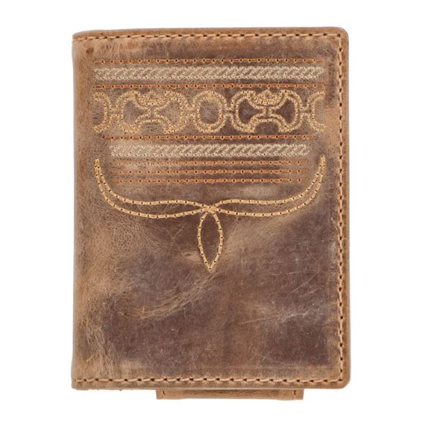 Hooey Dalton Smooth Brown Bifold Money Clip with Stitching HFW036-BR