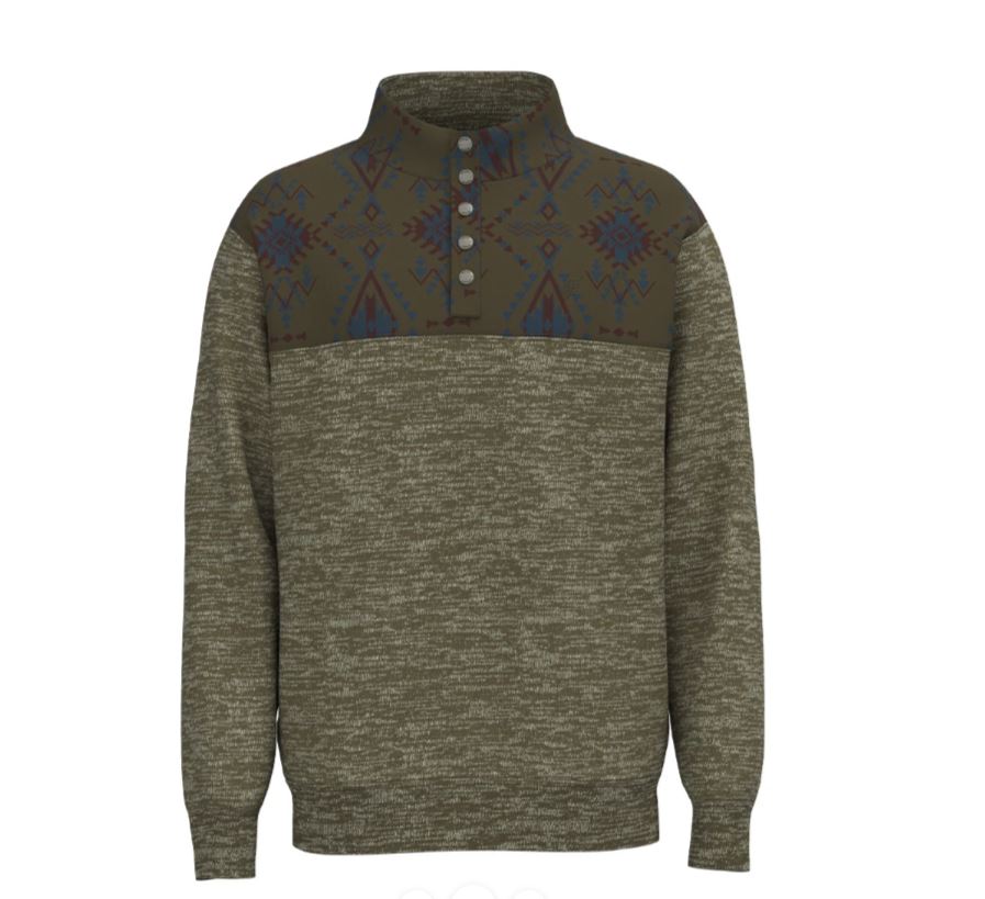 Hooey Brown with Red and Blue Aztec Designs Stevie Men's Pullover HH1348BRAZ
