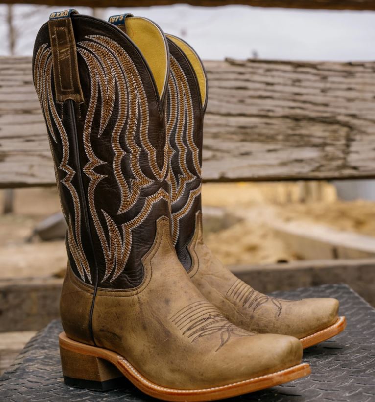 Hyer Tan/Brown Stafford Men's 13 inch Cutter Toe Cowhide Western Boots