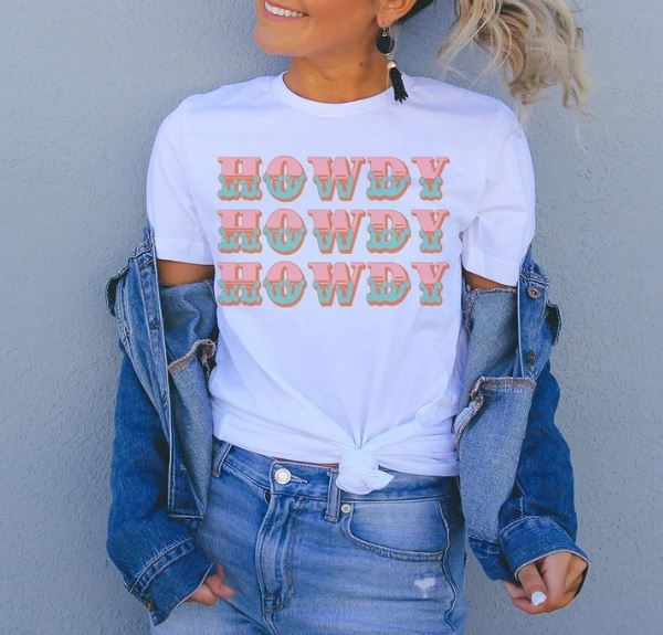 Rockledge Design Co. White Howdy Ladies Western Tee  HOWDYTP-WHT