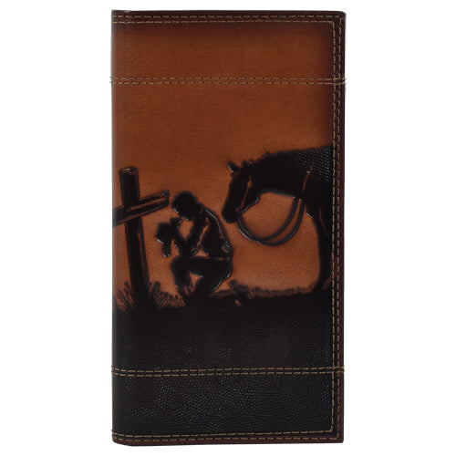 Justin Men's Genuine Leather Rodeo Wallet with Praying Cowboy 24152767