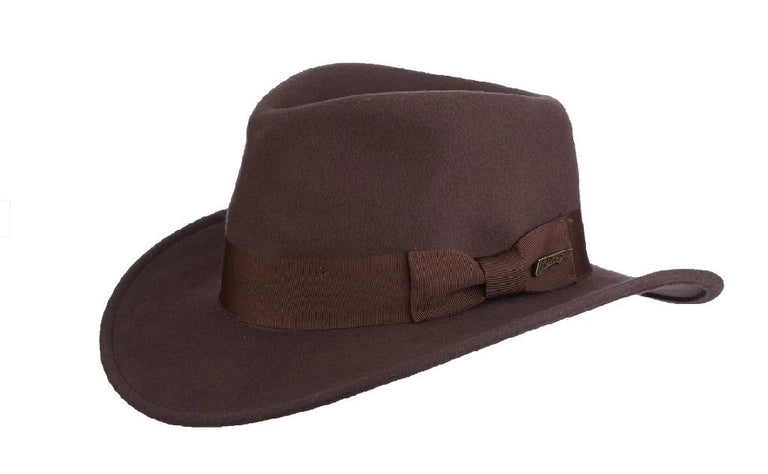 Dorfman Pacific Officially Licensed Indiana Jones Collection Belloq Brown  Men's Fedora Hat IJ557-BROWN