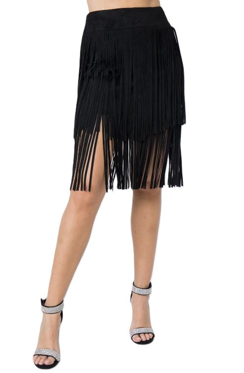 Vocal Apparel Black Women's Fringe Skirt IM2007SK-BLACK