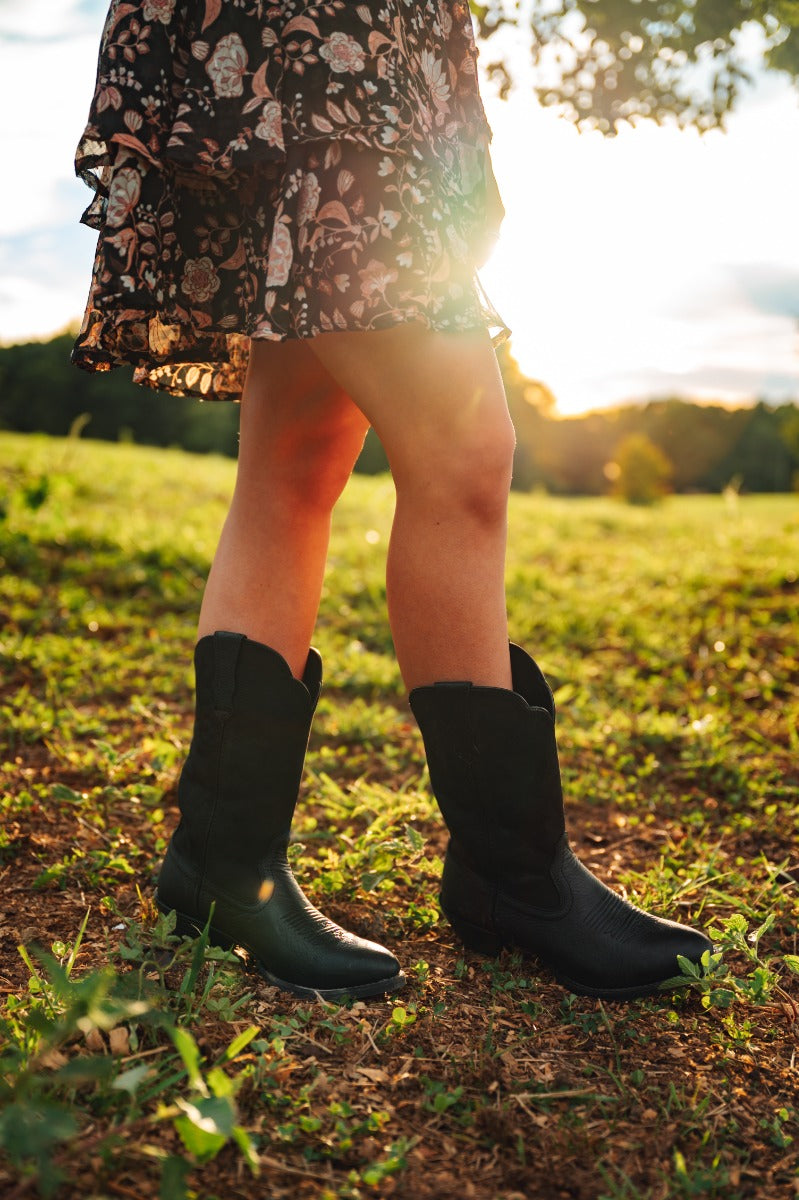 たろー　レディース　BLK M Lebo's 1923 Women's Black Leather Round Toe Western Boots L1200