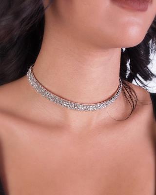 J-131 3 Row Clear Adjustable Stretch Choker.
