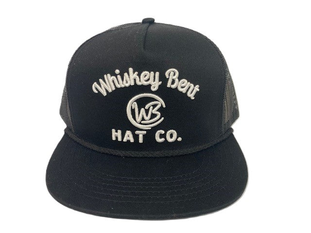 Whiskey Bent Black with White Embroidery Johnny Cash Snapback Cap JOHNNYCASH