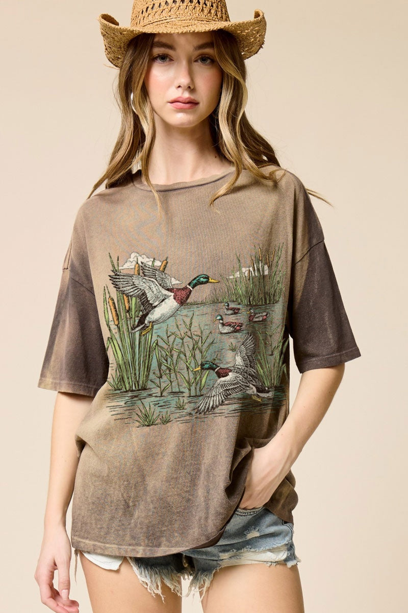 Zutter Espresso Mallard Duck Women's Short Sleeve T-Shirt K1001-2790-ESPR
