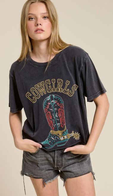 Zutter Black Cowgirls Boot Graphic Tee K4084-2748-BLK