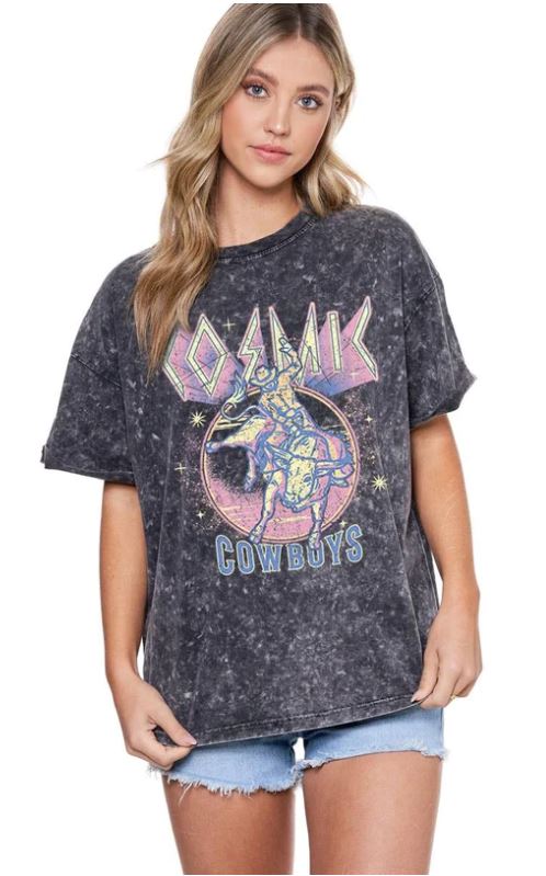 Zutter Black Cosmic Cowboy Snow Dye Women's Short Sleeve T-Shirt K5738-8653