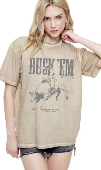 Zutter Taupe Buck 'Em Women's Short Sleeve Graphic T-Shirt K7755-8716-TAUP