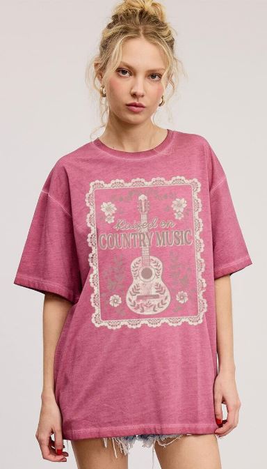 Zutter Wine Raised On Country Music Women's Boyfriend-Style T-Shirt K7755-9503