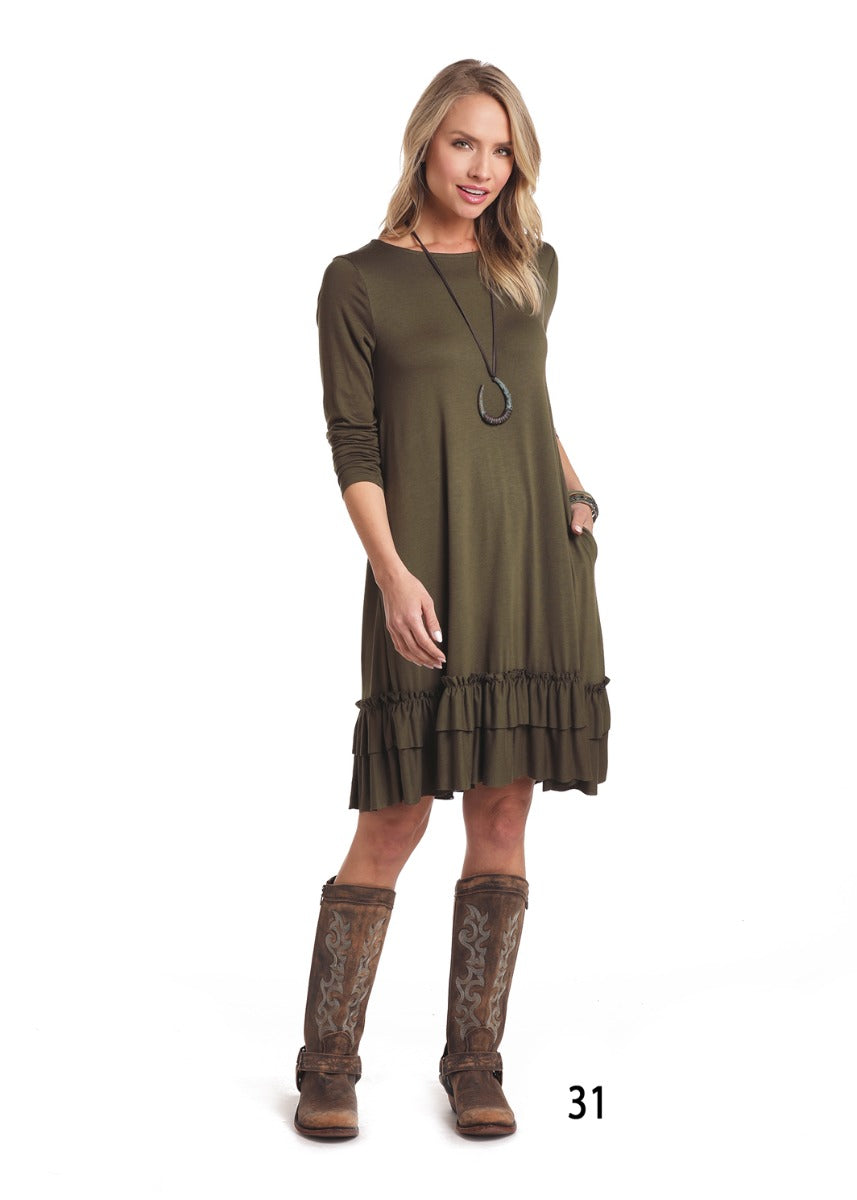 Panhandle Slim White Label Green Womens Swing Dress L8D-3671