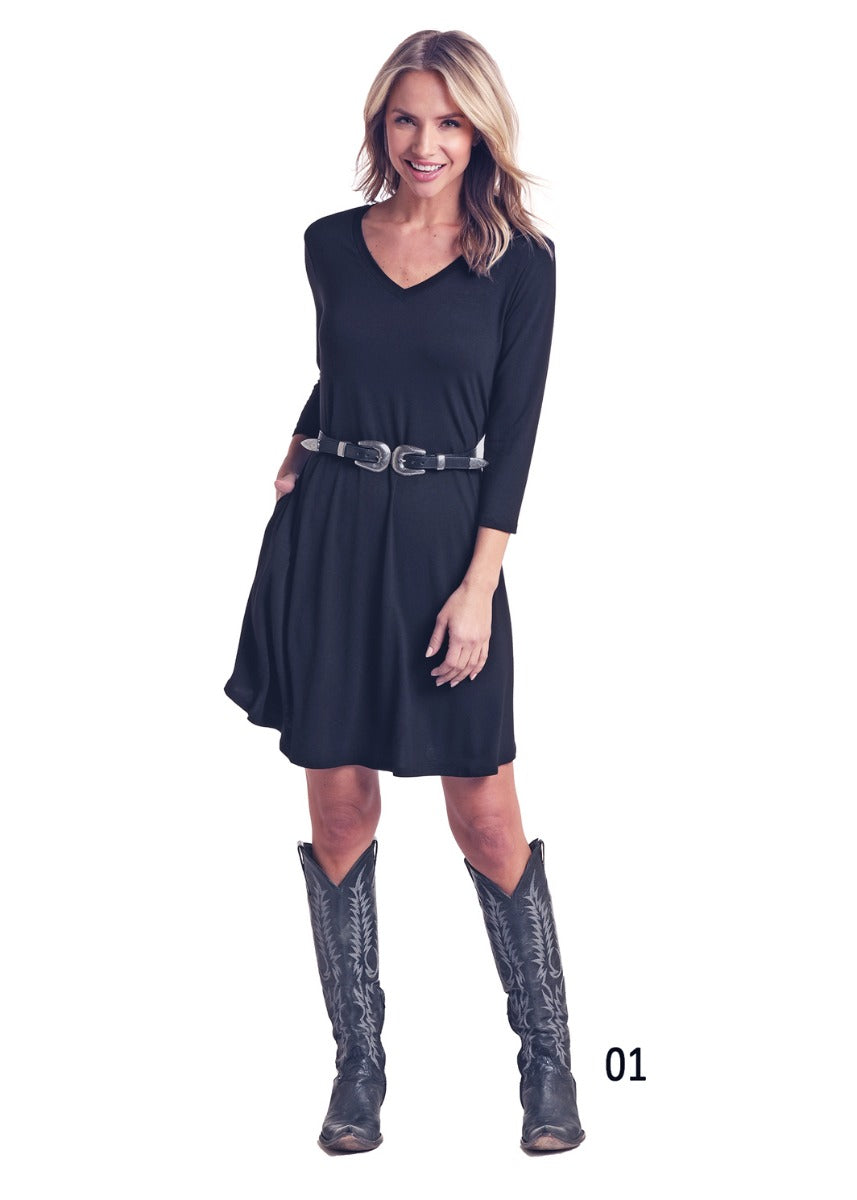 Panhandle Slim White Label Black 3/4 Sleeve Dress L9D6459