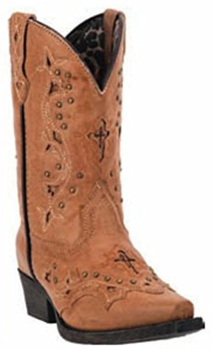 Laredo Cross and Studs Tan  Kids Western LC2283